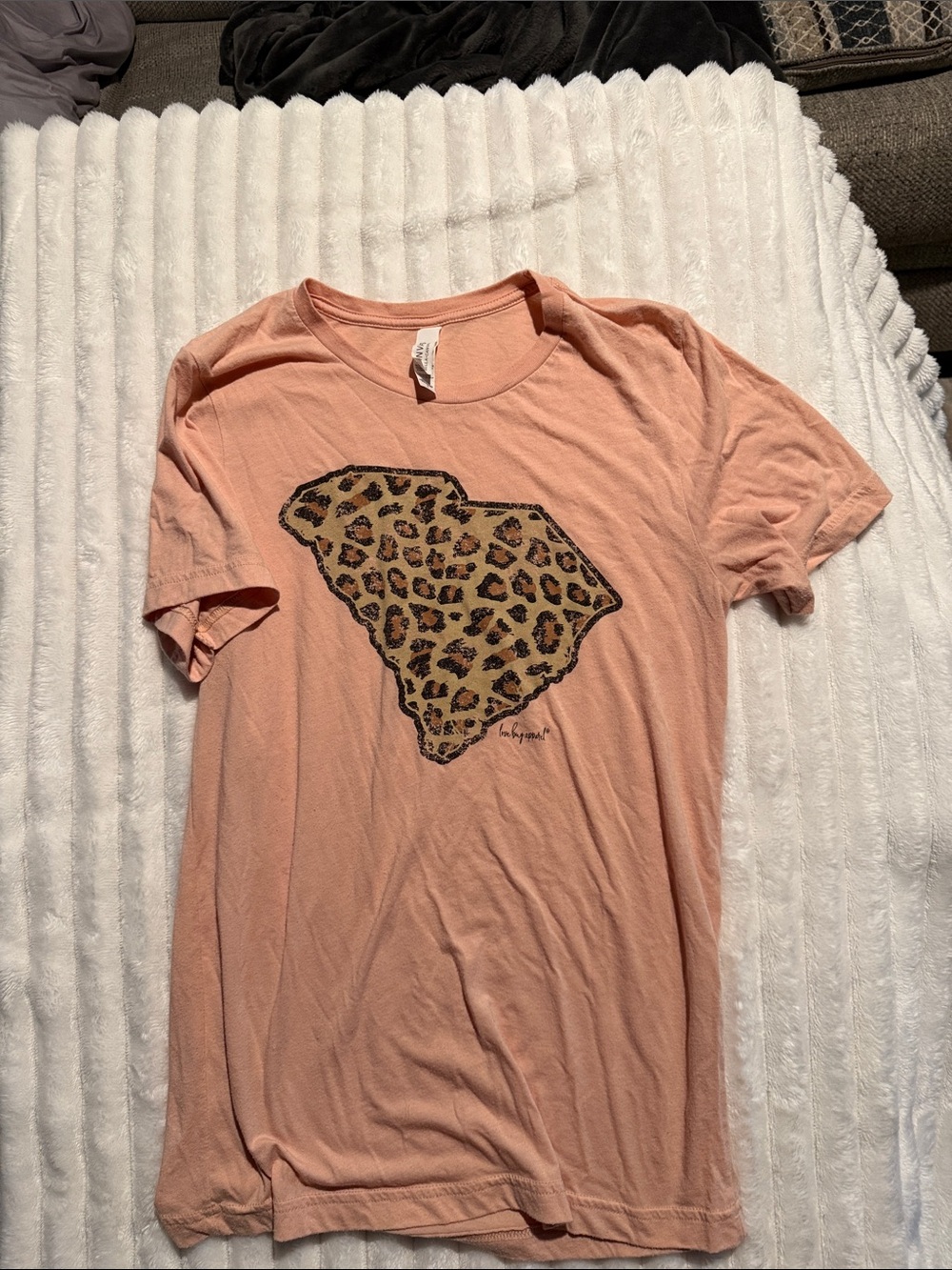 Bella Canvas Peach Short Sleeve Tee with Leopard Print State Graphic